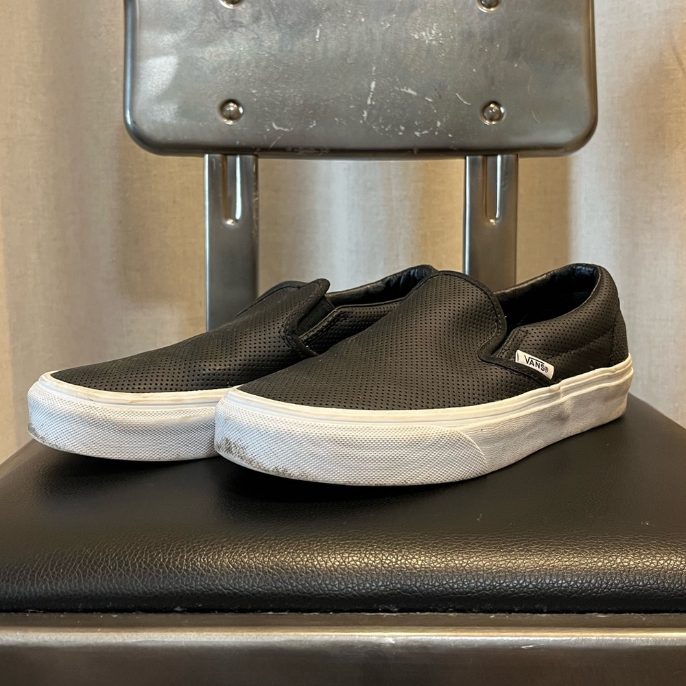 Black Slip-On Leather Vans